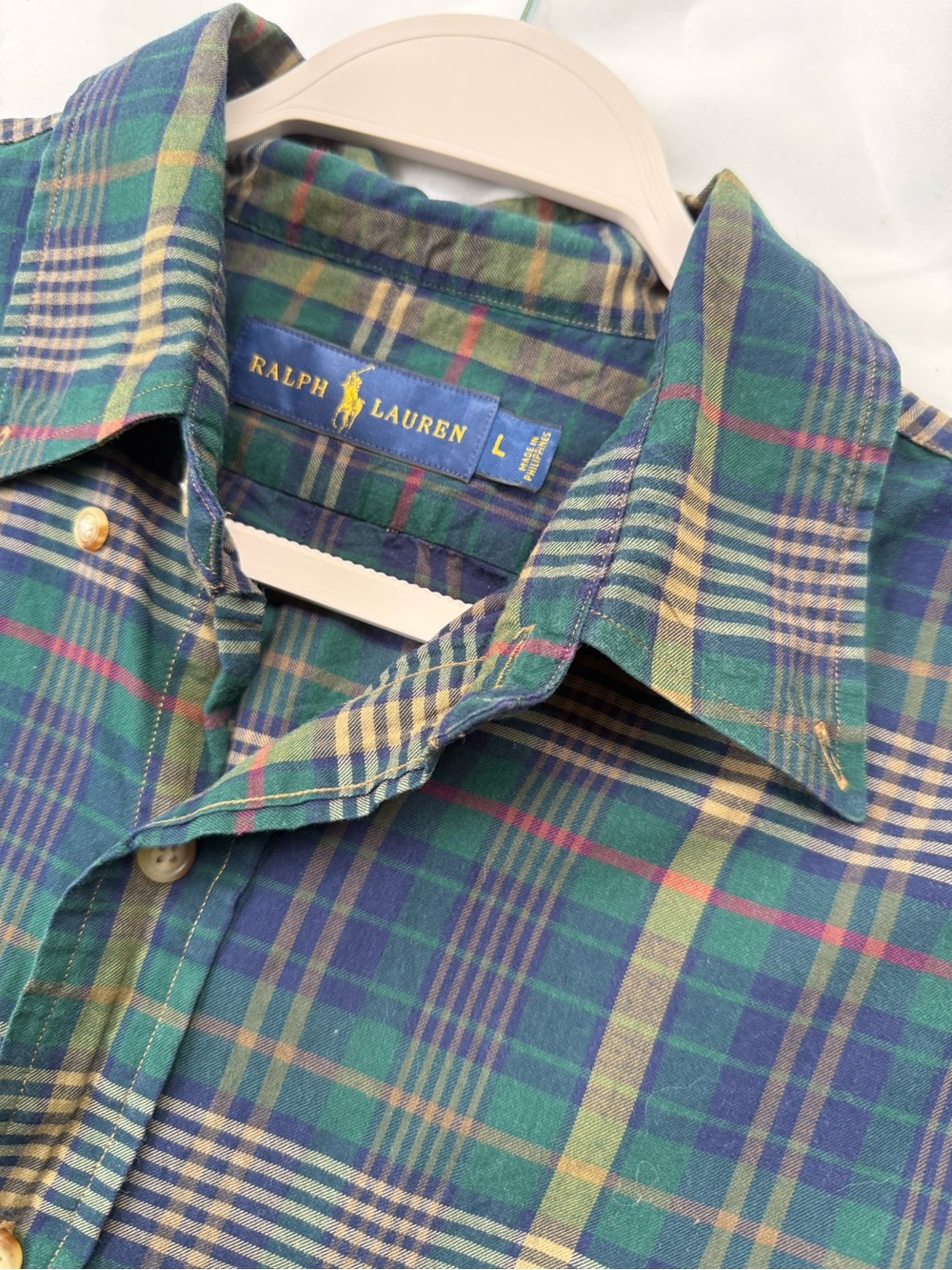 Ralph Lauren Green & Navy Plaid Button-Down Shirt